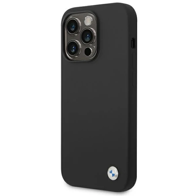 Чохол BMW для iPhone 14 Pro Silicone Metal Logo Black (BMHCP14LSILBK)