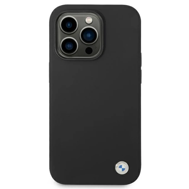 Чохол BMW для iPhone 14 Pro Silicone Metal Logo Black (BMHCP14LSILBK)