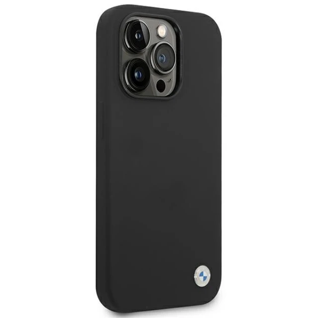 Чохол BMW для iPhone 14 Pro Silicone Metal Logo Black (BMHCP14LSILBK)