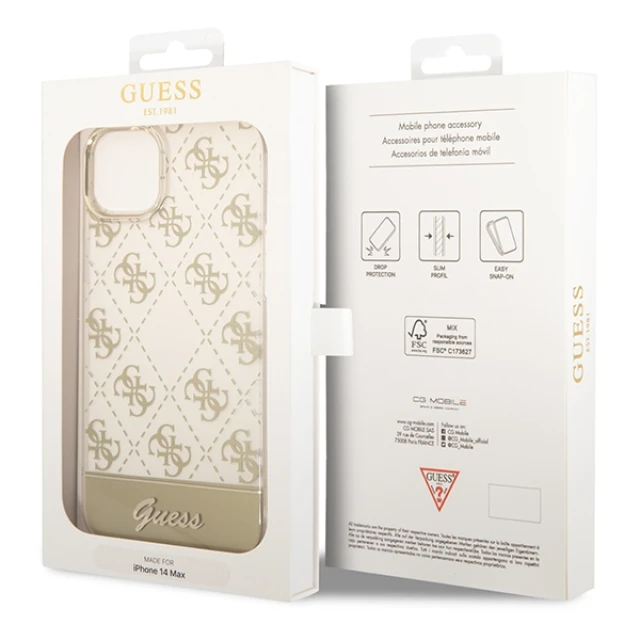 Чохол Guess 4G Pattern Script для iPhone 14 Plus Gold (GUHCP14MHG4MHG)