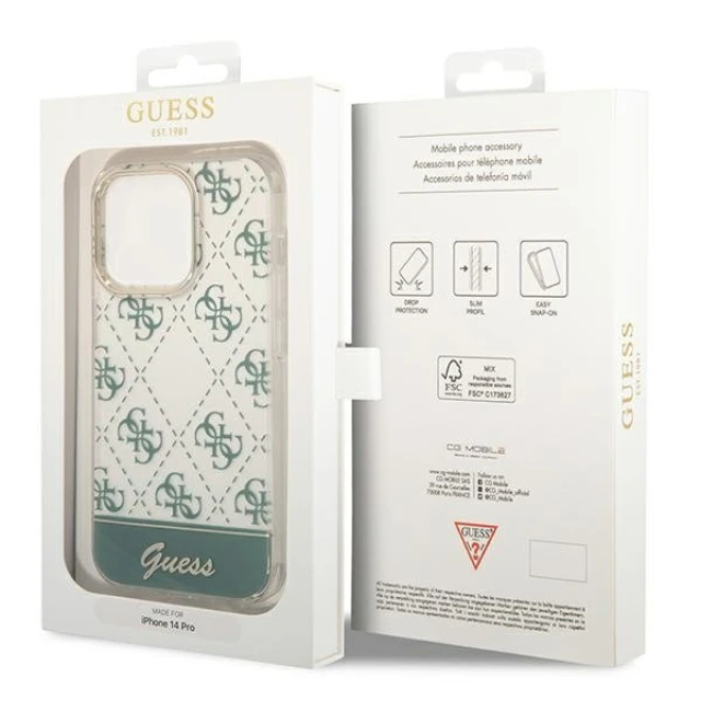 Чехол Guess 4G Pattern Script для iPhone 14 Pro Max Khaki (GUHCP14XHG4MHA)