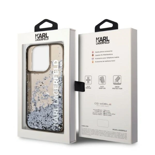 Чохол Karl Lagerfeld Liquid Glitter Elong для iPhone 14 Pro Black (KLHCP14LLCKVK)