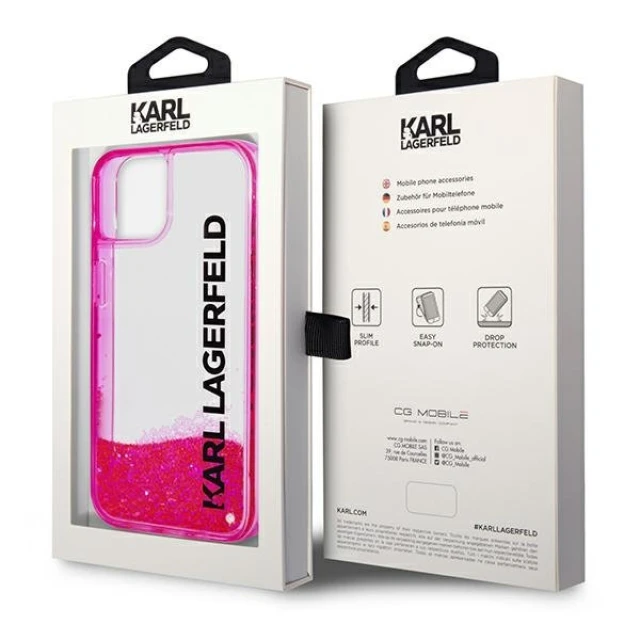 Чохол Karl Lagerfeld Liquid Glitter Elong для iPhone 14 Plus Pink (KLHCP14MLCKVF)