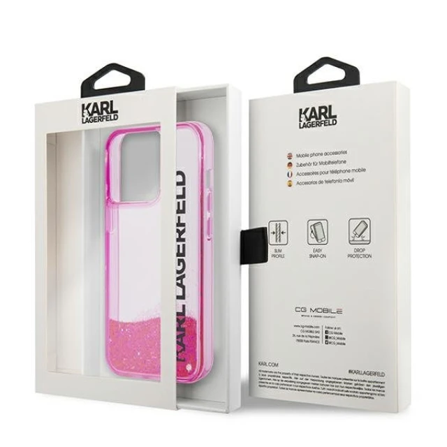 Чехол Karl Lagerfeld Liquid Glitter Elong для iPhone 14 Pro Pink (KLHCP14LLCKVF)