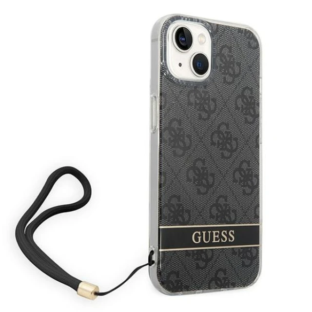 Чохол Guess 4G Print Strap для iPhone 14 Plus Black (GUOHCP14MH4STK)
