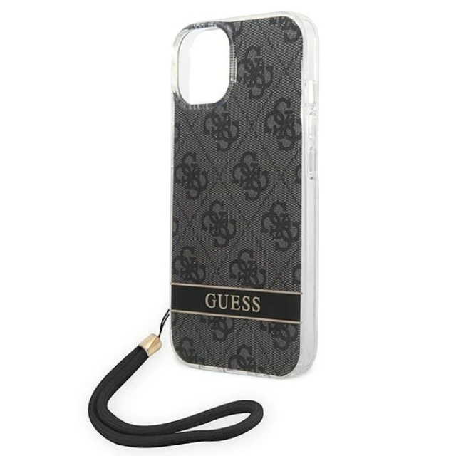 Чохол Guess 4G Print Strap для iPhone 14 Plus Black (GUOHCP14MH4STK)
