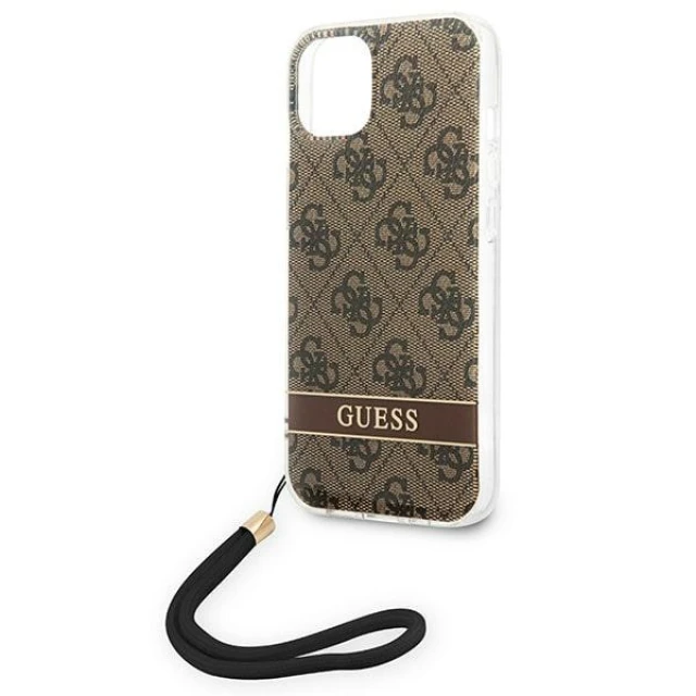 Чохол Guess 4G Print Strap для iPhone 14 Plus Brown (GUOHCP14MH4STW)