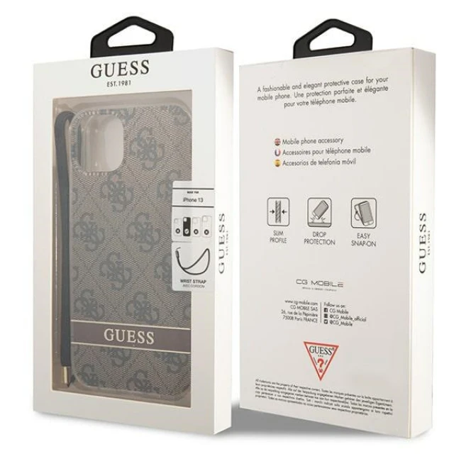 Чохол Guess 4G Print Strap для iPhone 14 Plus Brown (GUOHCP14MH4STW)