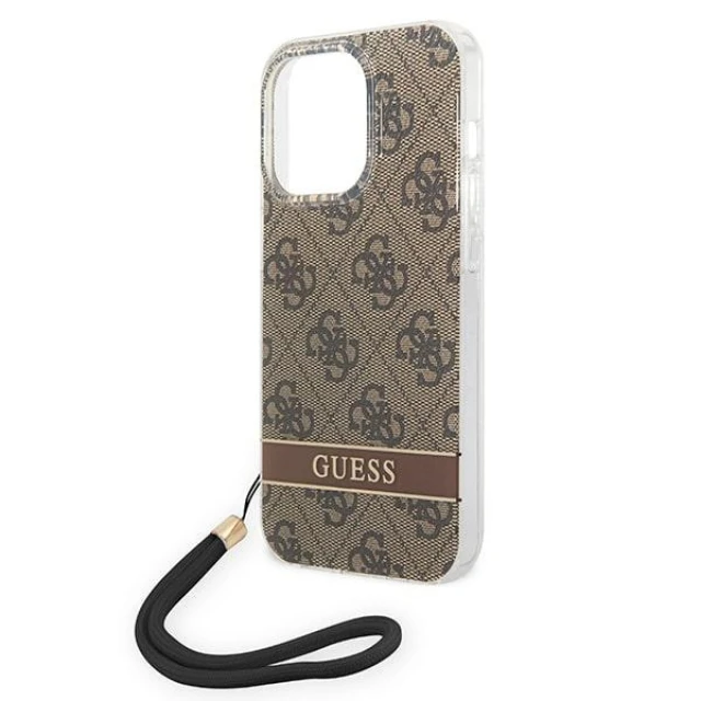 Чехол Guess 4G Print Strap для iPhone 14 Pro Brown (GUOHCP14LH4STW)