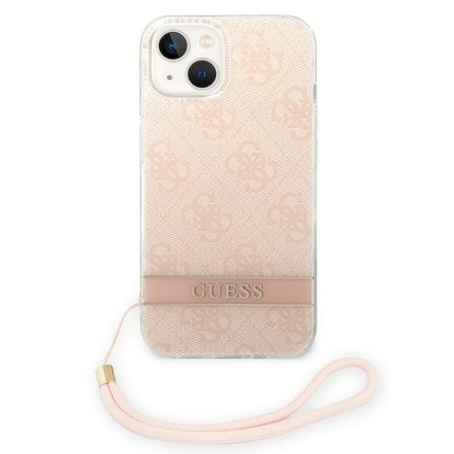 Чохол Guess 4G Print Strap для iPhone 14 Plus Pink (GUOHCP14MH4STP)