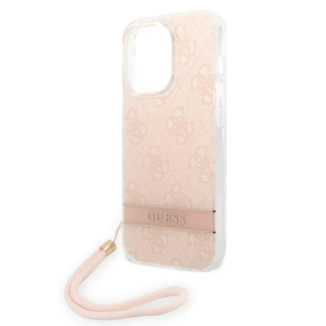 Чохол Guess 4G Print Strap для iPhone 14 Pro Pink (GUOHCP14LH4STP)