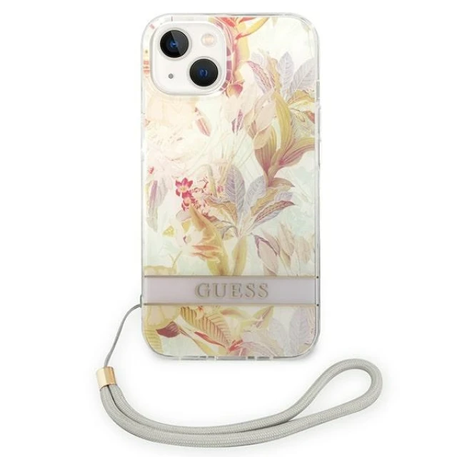 Чохол Guess Flower Strap для iPhone 14 Plus Purple (GUOHCP14MHFLSU)