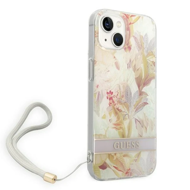 Чохол Guess Flower Strap для iPhone 14 Plus Purple (GUOHCP14MHFLSU)