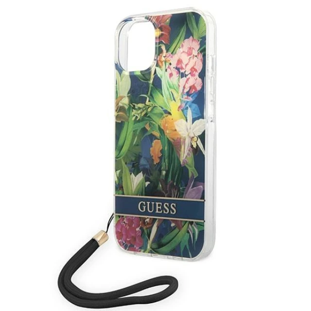 Чохол Guess Flower Strap для iPhone 14 Plus Blue (GUOHCP14MHFLSB)