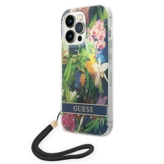 Чехол Guess Flower Strap для iPhone 14 Pro Blue (GUOHCP14LHFLSB)