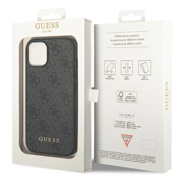 Чохол Guess 4G Metal Gold Logo для iPhone 14 Plus Gray (GUHCP14MG4GFGR)