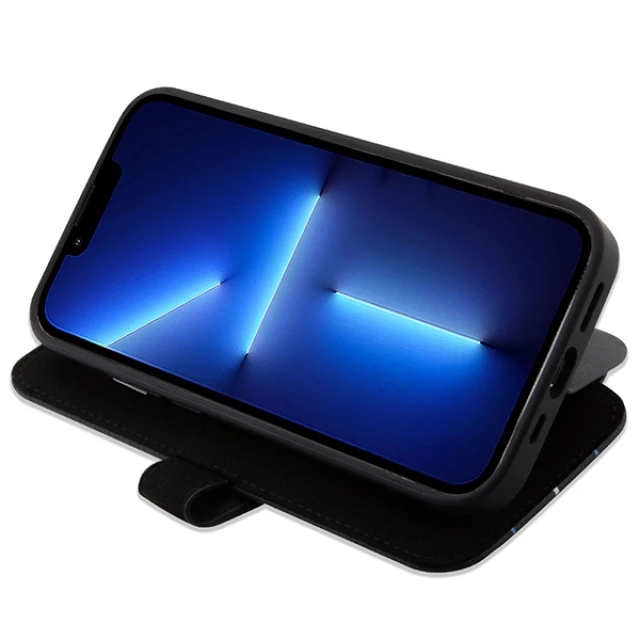 Чехол BMW для iPhone 14 Pro Leather Stamp Blue Lines Black (BMBKP14L22RVSK)