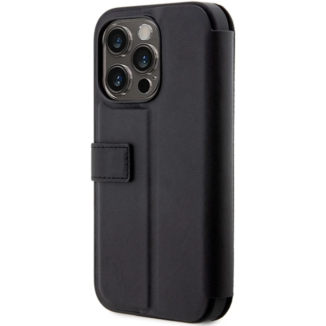 Чехол BMW для iPhone 14 Pro Max Leather Stamp Blue Lines Black (BMBKP14X22RVSK)