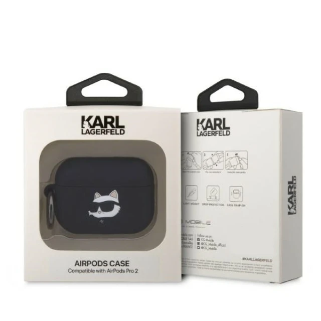 Чохол Karl Lagerfeld Silicone Choupette Head 3D для AirPods Pro 2 Black (KLAP2RUNCHK)