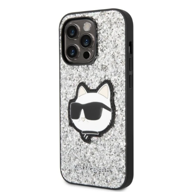 Чохол Karl Lagerfeld Glitter Choupette Patch для iPhone 14 Pro Silver (KLHCP14LG2CPS)