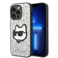 Чохол Karl Lagerfeld Glitter Choupette Patch для iPhone 14 Pro Max Silver (KLHCP14XG2CPS)