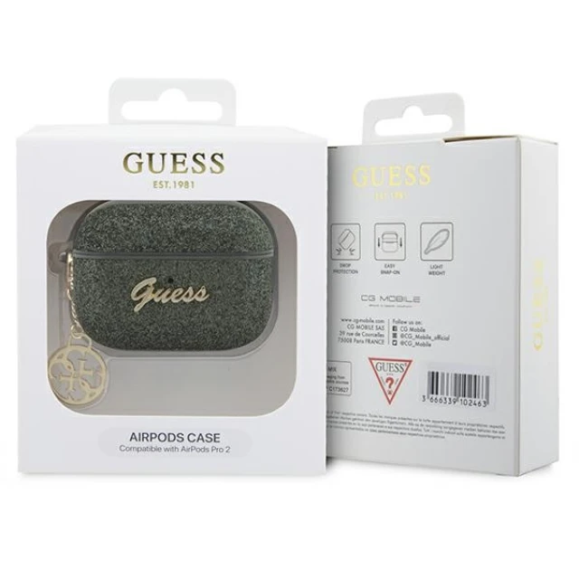 Чохол Guess Glitter Flake 4G Charm для AirPods Pro 2 Khaki (GUAP2GLGSHA)