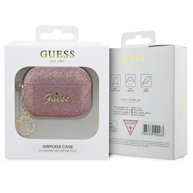 Чехол Guess Glitter Flake 4G Charm для AirPods Pro 2 Pink (GUAP2GLGSHP)