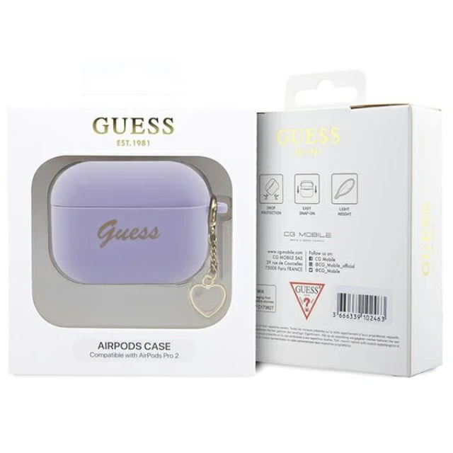 Чохол Guess Silicone Charm Heart Collection для AirPods Pro 2 Purple (GUAP2LSCHSU)