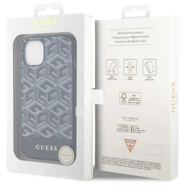 Чохол Guess GCube Stripes для iPhone 14 | 13 Black with MagSafe (GUHMP14SHGCFSEK)