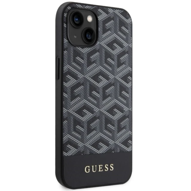 Чохол Guess GCube Stripes для iPhone 14 | 13 Black with MagSafe (GUHMP14SHGCFSEK)