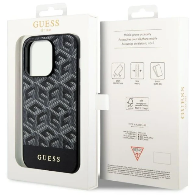 Чохол Guess GCube Stripes для iPhone 14 Pro Max Black with MagSafe (GUHMP14LHGCFSEK)