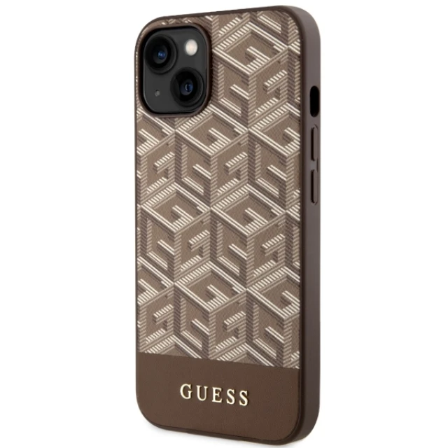 Чохол Guess GCube Stripes для iPhone 14 | 13 Brown with MagSafe (GUHMP14SHGCFSEW)