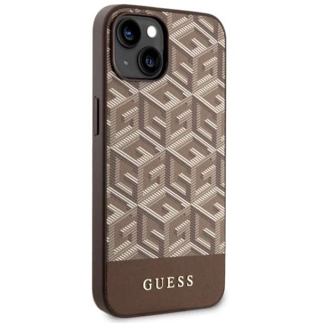 Чохол Guess GCube Stripes для iPhone 14 | 13 Brown with MagSafe (GUHMP14SHGCFSEW)