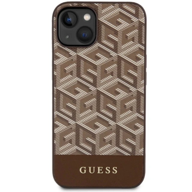 Чохол Guess GCube Stripes для iPhone 14 Plus Brown with MagSafe (GUHMP14MHGCFSEW)