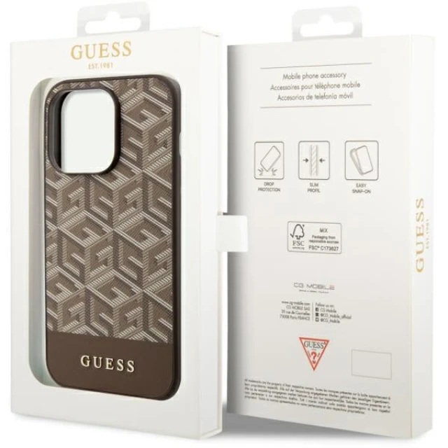 Чехол Guess GCube Stripes для iPhone 14 Pro Brown with MagSafe (GUHMP14LHGCFSEW)