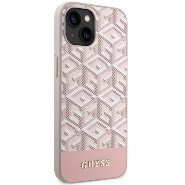 Чохол Guess GCube Stripes для iPhone 14 | 13 Pink with MagSafe (GUHMP14SHGCFSEP)