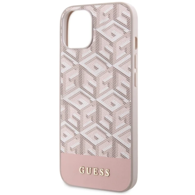 Чохол Guess GCube Stripes для iPhone 14 | 13 Pink with MagSafe (GUHMP14SHGCFSEP)