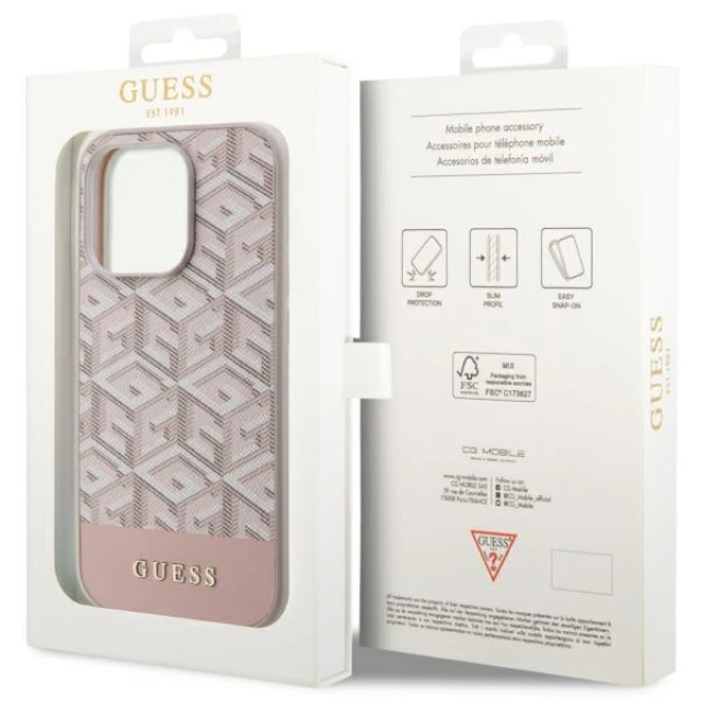 Чохол Guess GCube Stripes для iPhone 14 Pro Pink with MagSafe (GUHMP14LHGCFSEP)
