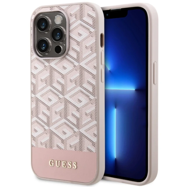 Чохол Guess GCube Stripes для iPhone 14 Pro Pink with MagSafe (GUHMP14LHGCFSEP)