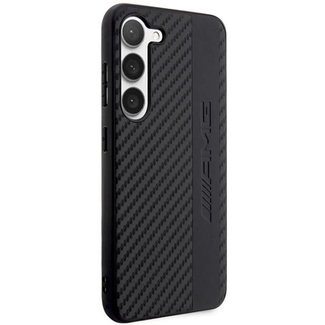 Чехол Mercedes для Samsung Galaxy S23 S911 Carbon Stripe&Embossed Black (AMHCS23SBLSCA)