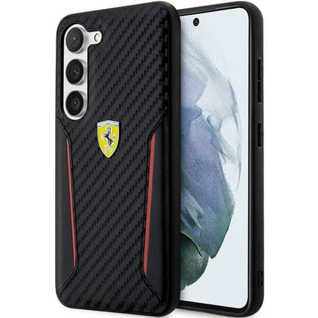 Чохол Ferrari для Samsung Galaxy S23 Plus S916 Carbon Contrast Edges Black (FEHCS23MNPYK)