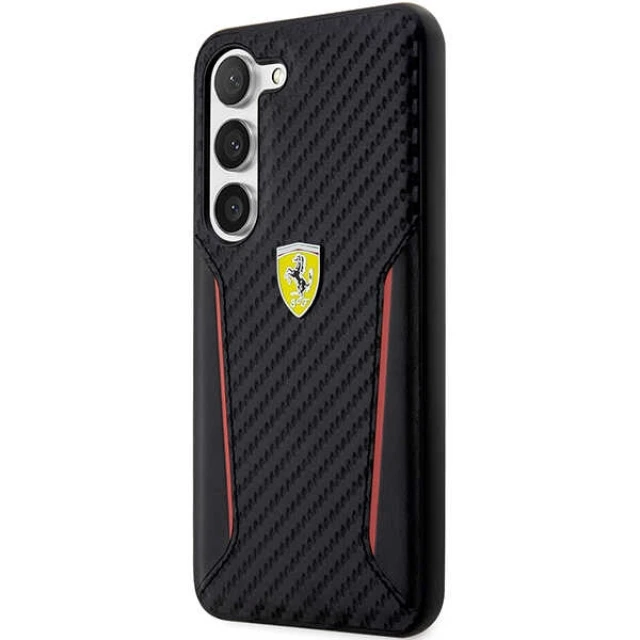 Чохол Ferrari для Samsung Galaxy S23 Plus S916 Carbon Contrast Edges Black (FEHCS23MNPYK)