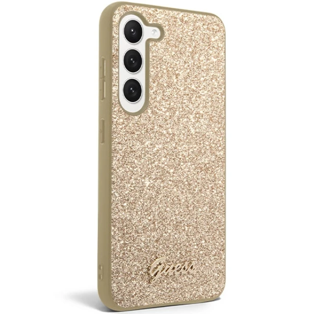 Чохол Guess Glitter Script для Samsung Galaxy S23 S911 Gold (GUHCS23SHGGSHD)