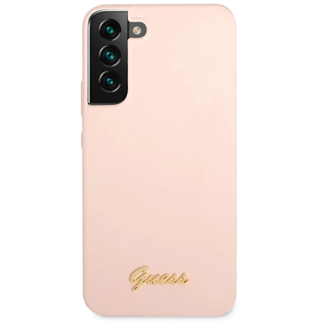 Чохол Guess Silicone Script Metal Logo для Samsung Galaxy S23 Plus Pink (GUHCS23MLSLMGPP)