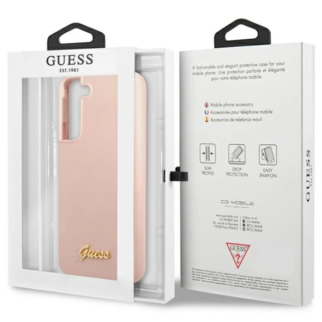 Чохол Guess Silicone Script Metal Logo для Samsung Galaxy S23 Plus Pink (GUHCS23MLSLMGPP)