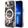 Чохол Guess Flower для iPhone 14 | 13 Black with MagSafe (GUHMP14SHCFWSK)