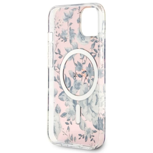 Чохол Guess Flower для iPhone 14 | 13 Pink with MagSafe (GUHMP14SHCFWSP)