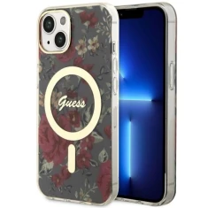 Чохол Guess Flower для iPhone 14 Plus Khaki with MagSafe (GUHMP14MHCFWSA)