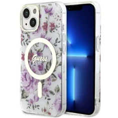 Чехол Guess Flower для iPhone 14 | 13 Transparent with MagSafe (GUHMP14SHCFWST)