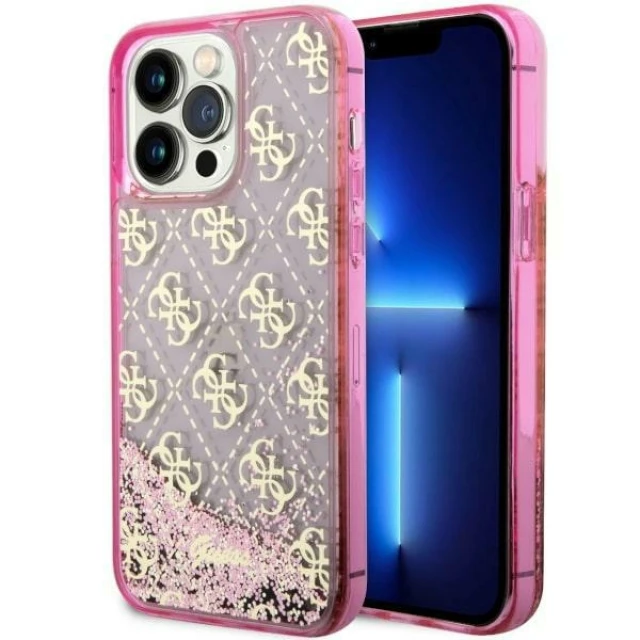 Чохол Guess Liquid Glitter 4G Transculent для iPhone 14 Pro Pink (GUHCP14LLC4PSGP)